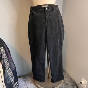 LOGO by Lori Goldstein 2P Petite Black Acid Wash Boyfriend Jeans